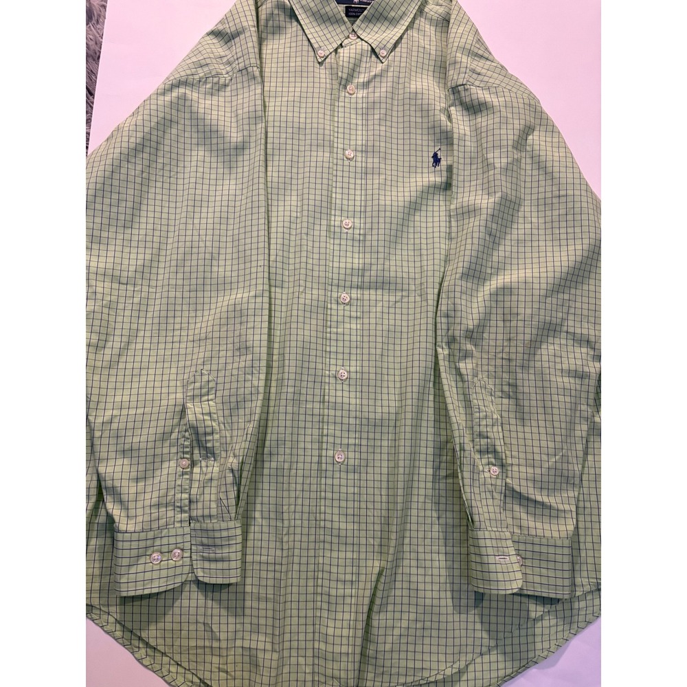 Polo Ralph Lauren Yarmouth Green‎ Check Button Up Shirt Mens XL Cotton